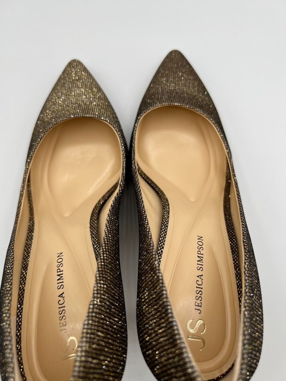 Jessica Simpson Womens Apelphan Pump Fabric Bronze Gold 9.5M Shimmer Stiletto - Picture 4 of 8